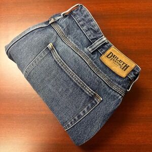 Duluth Trading Co Jeans Mens 38x28 Blue Denim Classic Fit Workwear FLAW